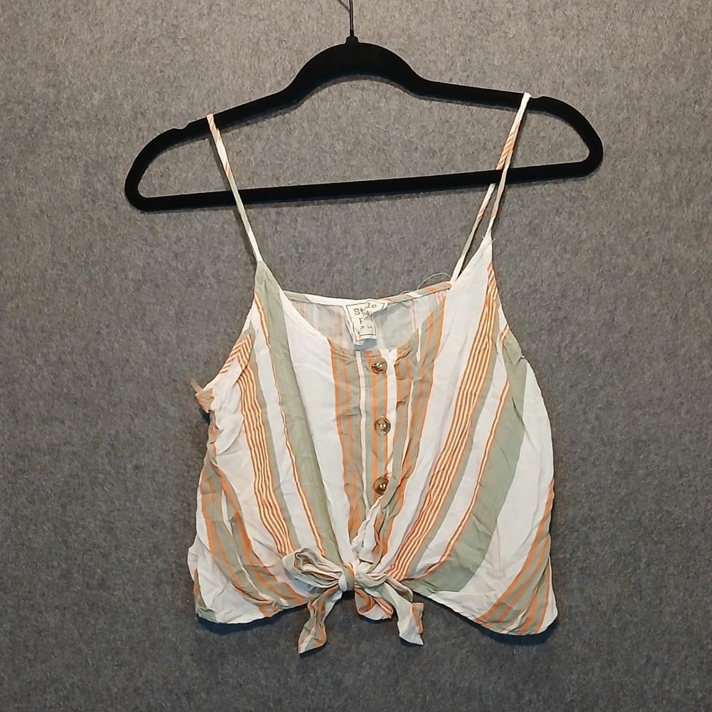 Striped Small retro vintage inspired tie top crop 70s boho hippie beach